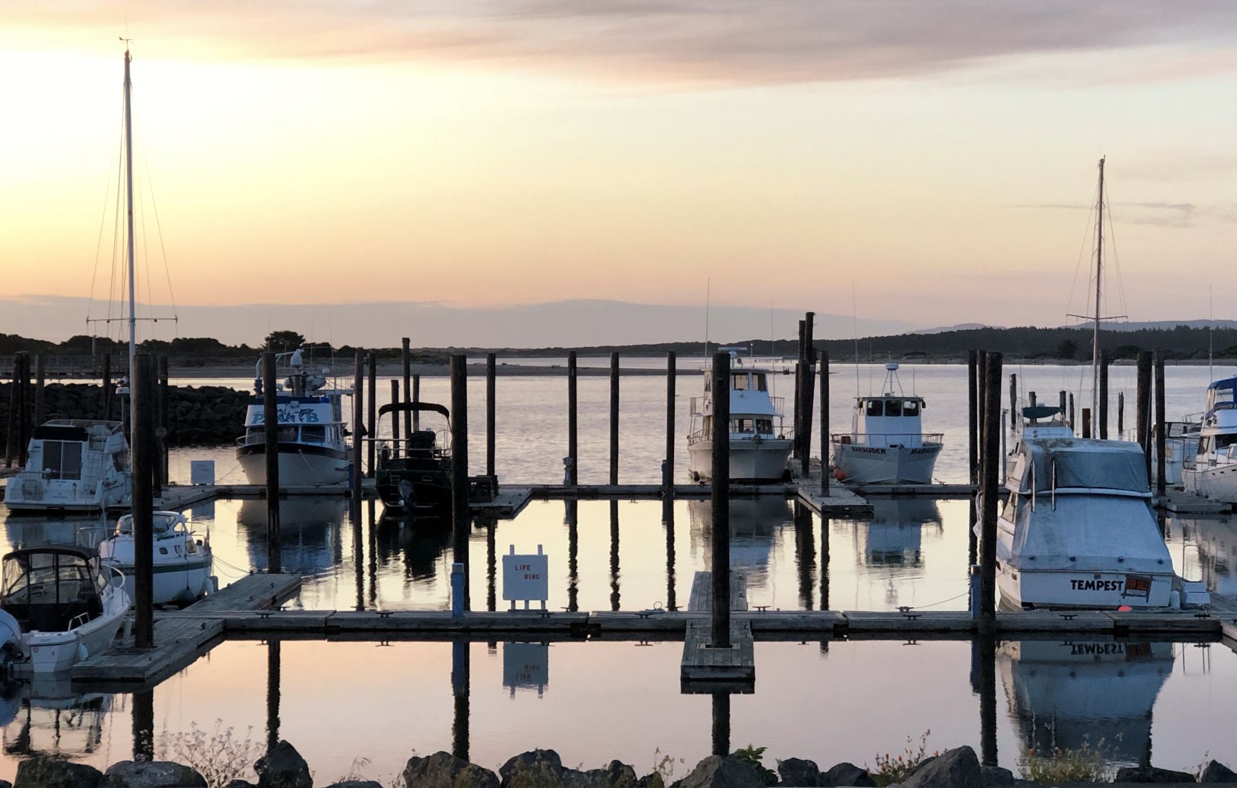 Bandon marina at sunset
